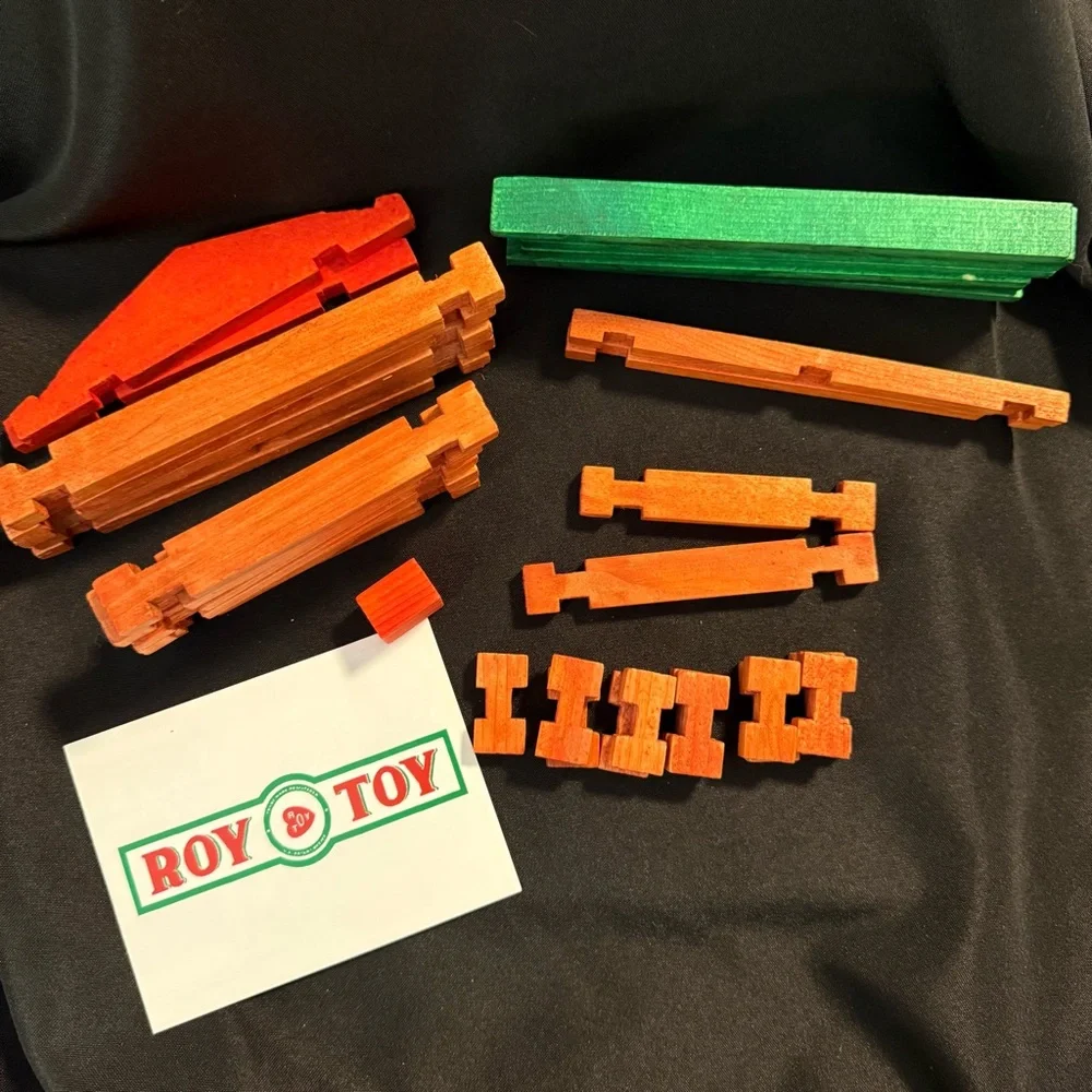 Vntg Roy Toy Log Building Set The Camp‎ Complete Set No. 9 Wooden USA Made